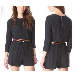 Club Monaco Gray Silk Long Sleeve Shorts Romper Size 0
